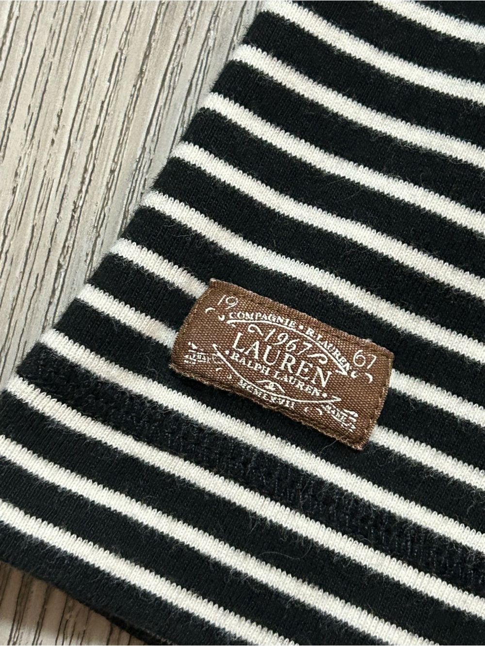 Lauren Ralph Lauren Striped Crewneck with Brown Elbow Patches - Picture 6 of 10